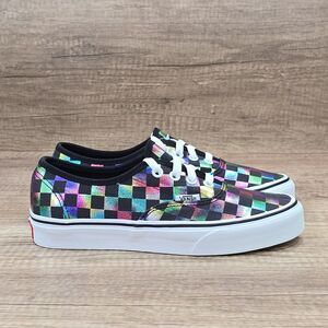 VANS Authentic Iridiscent Checkerboard Women's Sz 6.5 Black Multicolor Shoes NEW
